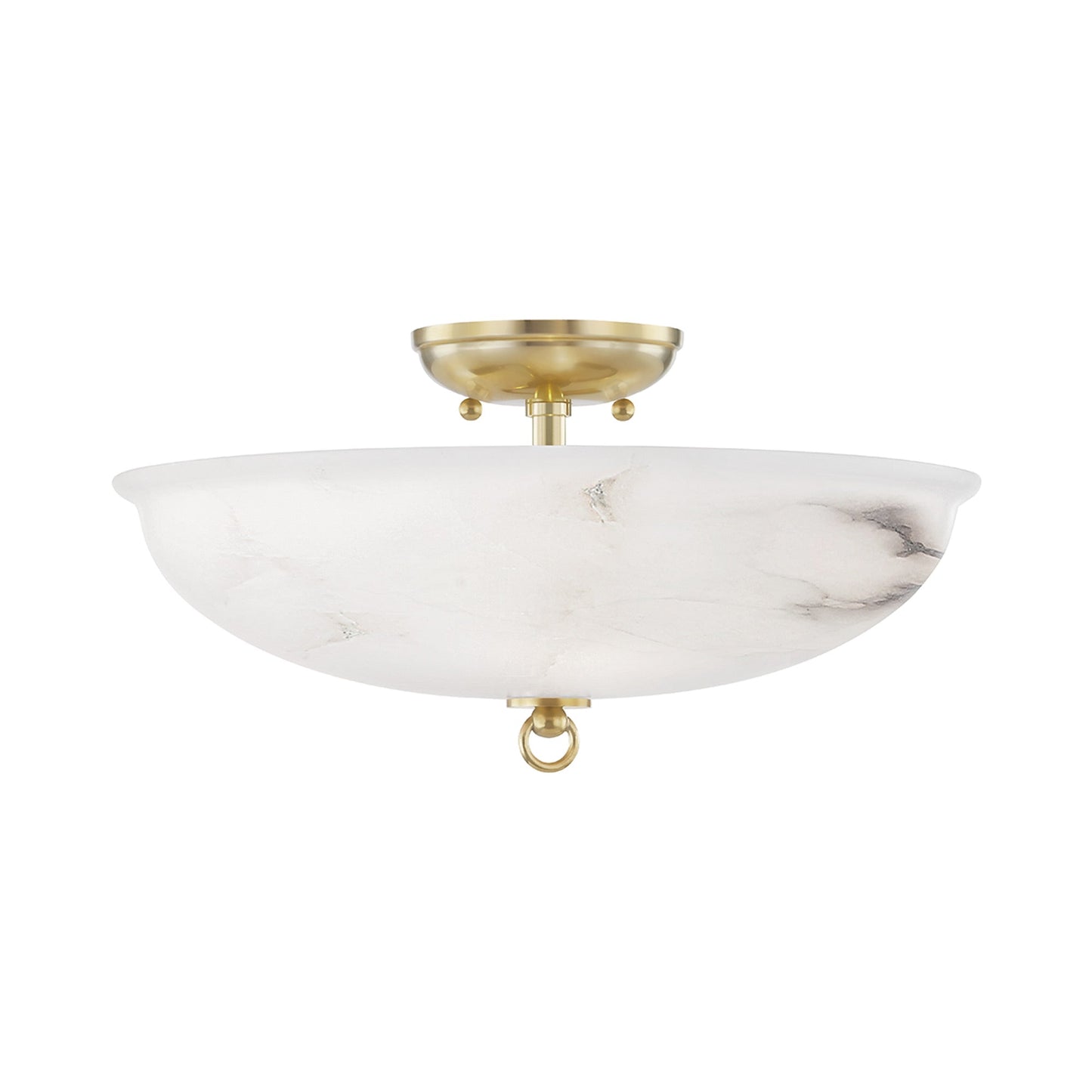 Somerset Semi Flush Mount Ceiling Light in Aged Brass.