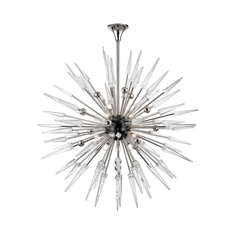 Sparta Chandelier in Polished Nickel/Clear (18-Light).