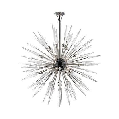 Sparta Chandelier in Polished Nickel/Clear (18-Light).