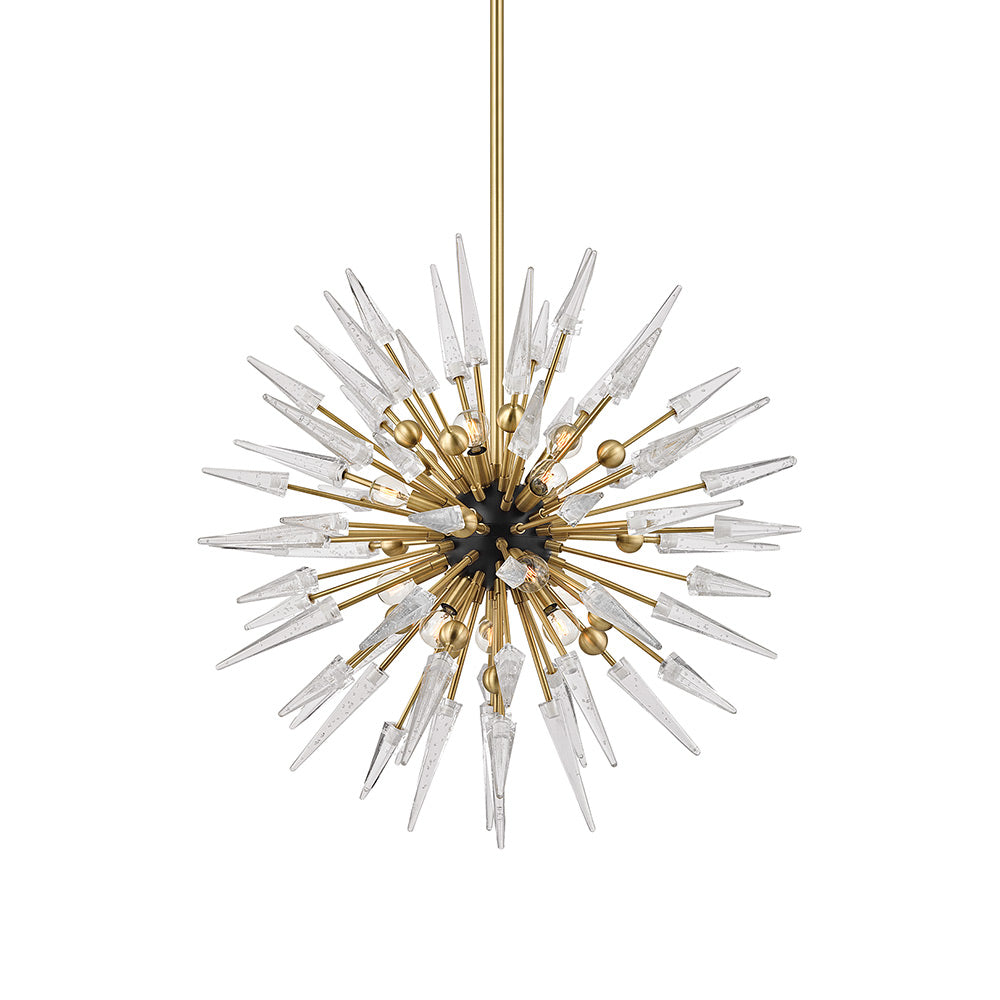 Sparta Chandelier in Aged Brass/Clear (12-Light).