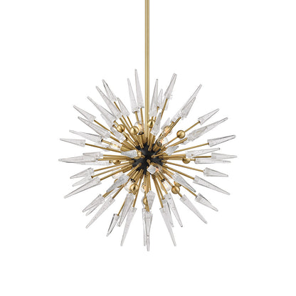 Sparta Chandelier in Aged Brass/Clear (12-Light).