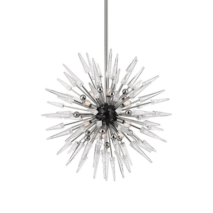 Sparta Chandelier in Polished Nickel/Clear (12-Light).