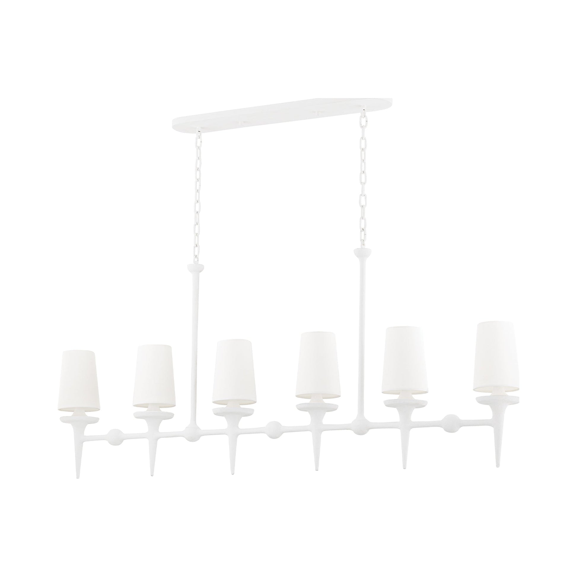 Torch Linear Pendant Light in White Plaster.