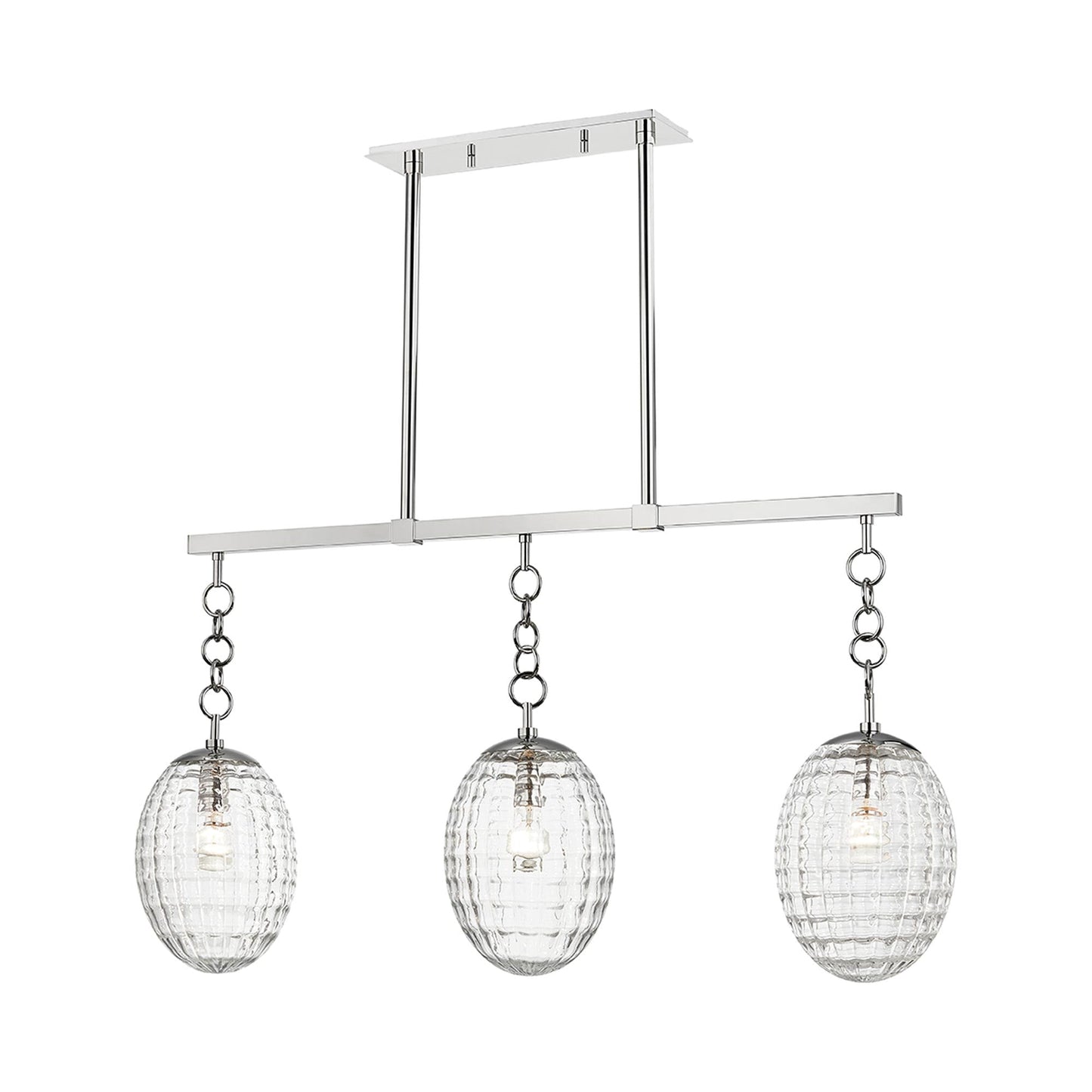 Venice Linear Pendant Light in Polished Nickel.