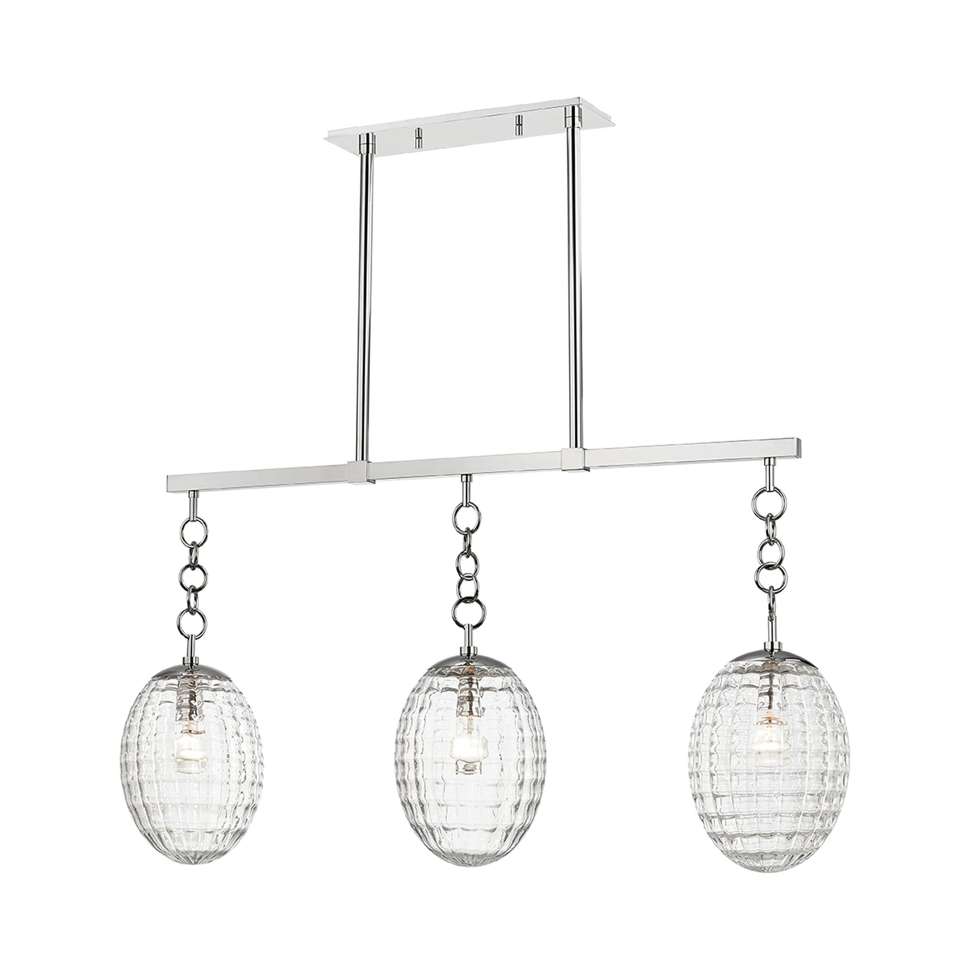 Venice Linear Pendant Light in Polished Nickel.