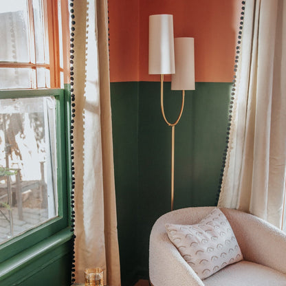 Vesper Shaded Floor Lamp in bedroom.