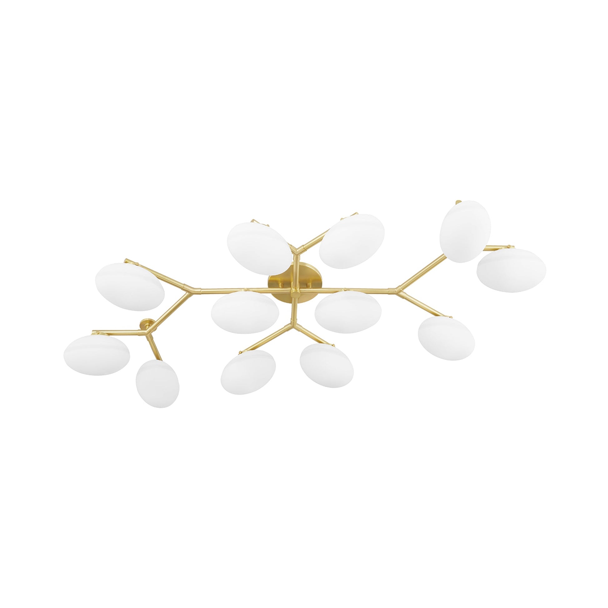 Wagner Semi Flush Mount Ceiling Light in Aged Brass (12-Light).