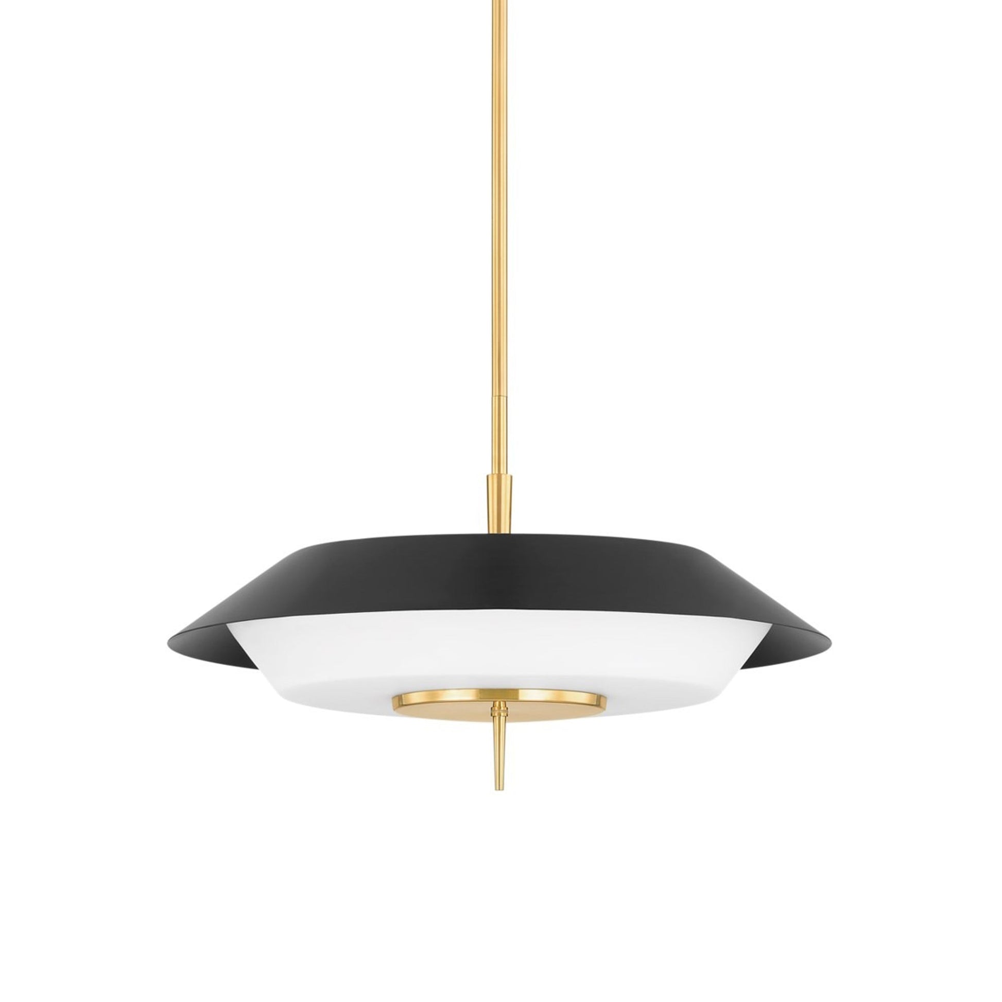 Westport Pendant Light in Aged Brass/Soft Black.