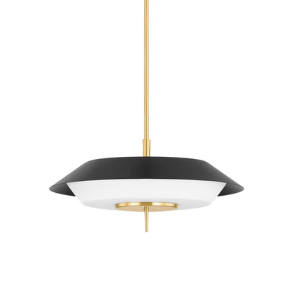 Westport Pendant Light in Aged Brass/Soft Black.