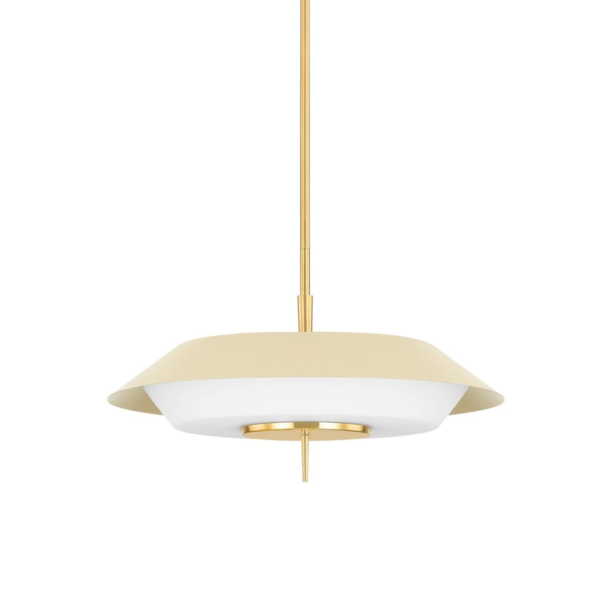 Westport Pendant Light in Aged Brass/ Soft Sand.