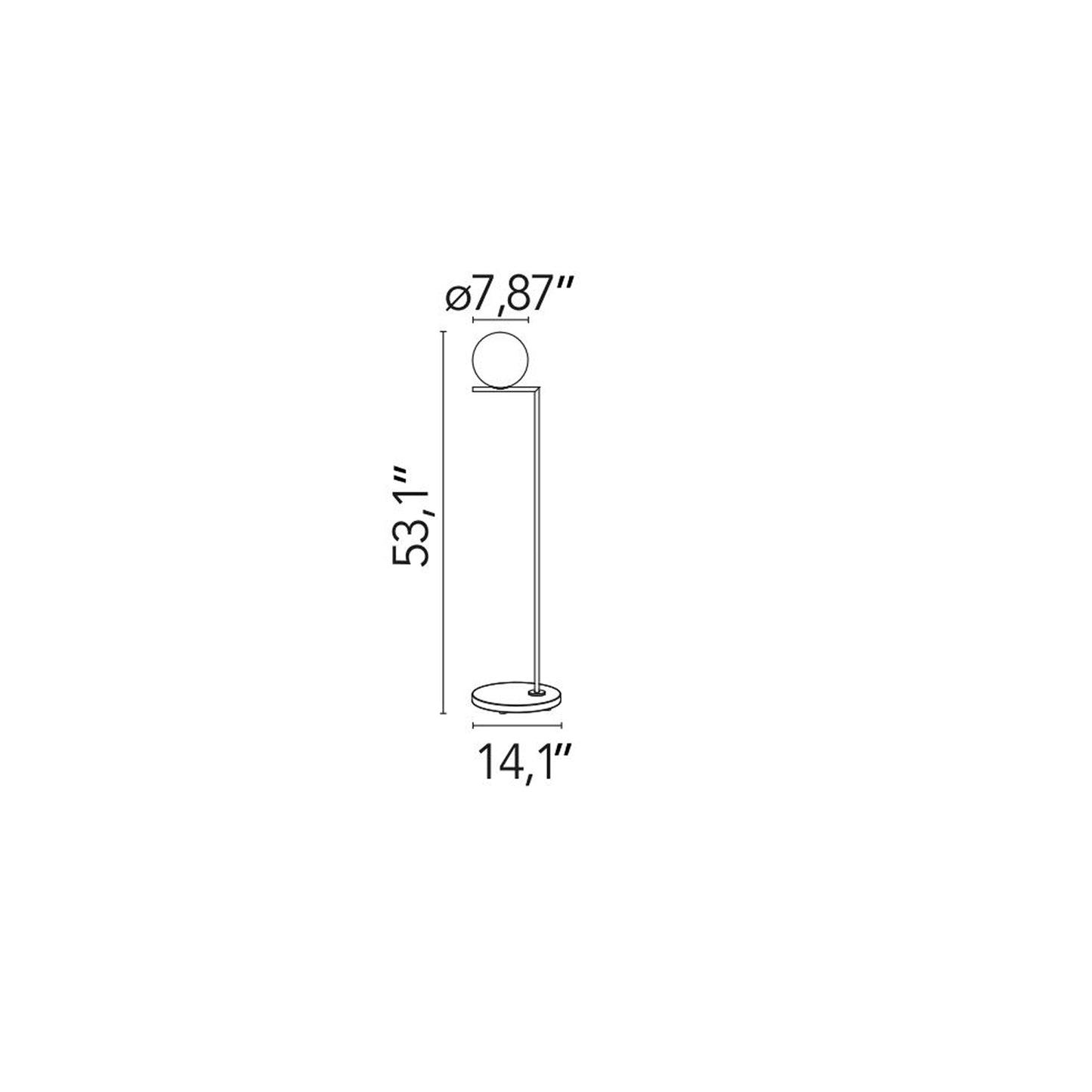 IC Lights Outdoor LED Floor Lamp - line drawing.