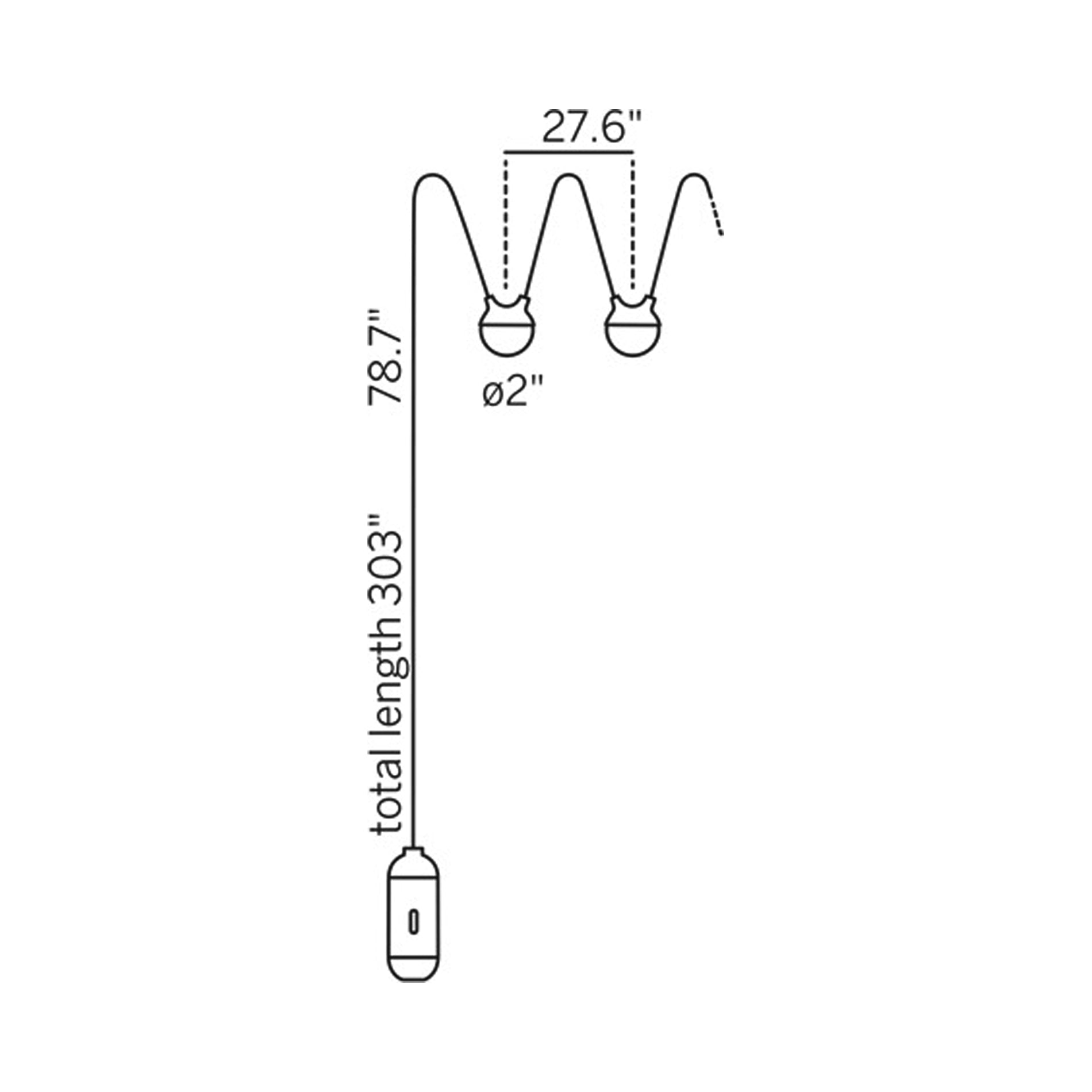 Cherry Bubbls Outdoor LED String Light - line drawing.