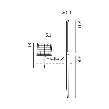 Kal Outdoor LED Solar Path Light - line drawing.