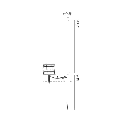 Kal Outdoor LED Solar Path Light - line drawing.