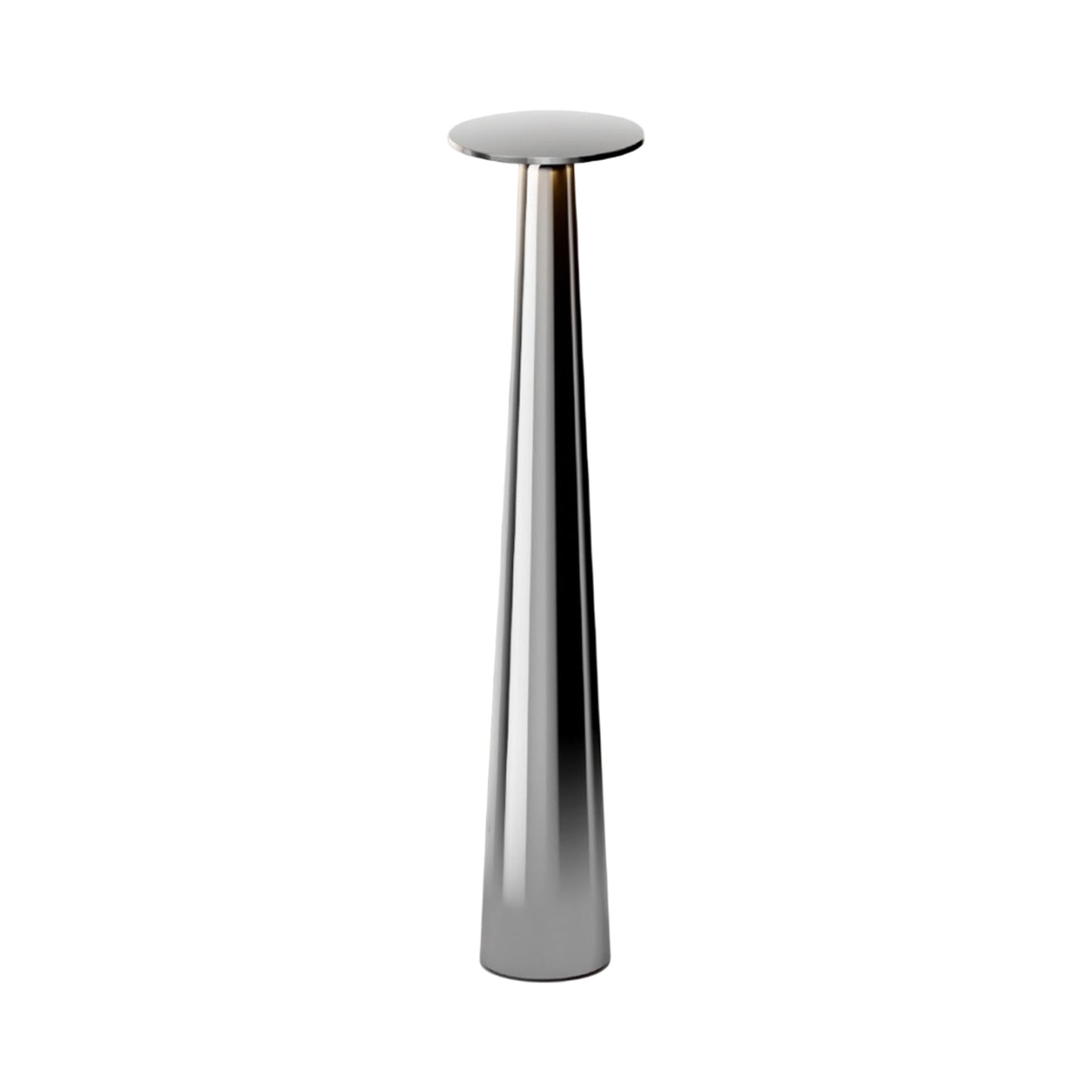 Lix Skinny Outdoor LED Rechargeable Table Lamp in Chrome.