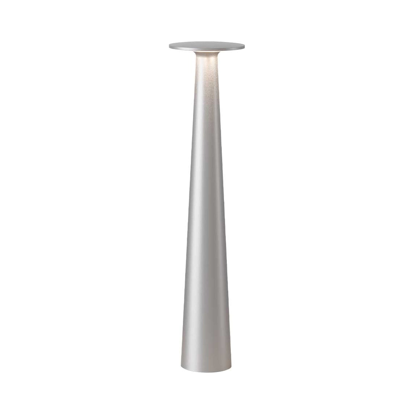 Lix Skinny Outdoor LED Rechargeable Table Lamp in Frozen Silver.