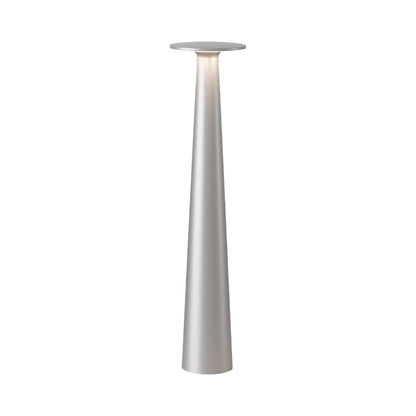 Lix Skinny Outdoor LED Rechargeable Table Lamp in Frozen Silver.