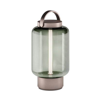 Qu Outdoor LED Portable Table Lamp in Bright Bronze/Jade.