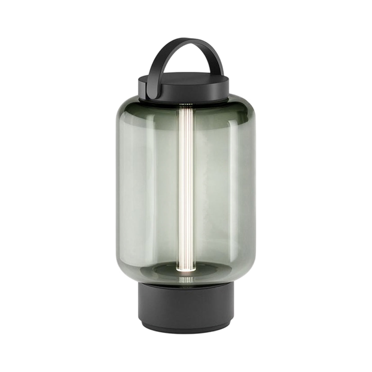 Qu Outdoor LED Portable Table Lamp in Jet Black/Jade.