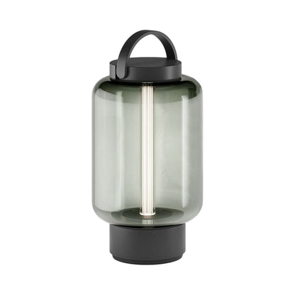 Qu Outdoor LED Portable Table Lamp in Jet Black/Jade.