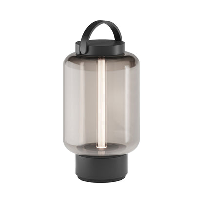 Qu Outdoor LED Portable Table Lamp in Jet Black.