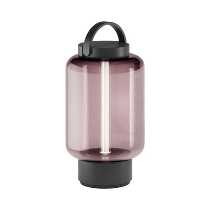 Qu Outdoor LED Portable Table Lamp in Jet Black/Rose.