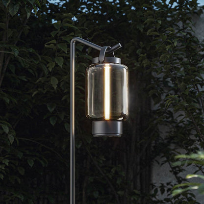 Qu Outdoor LED Portable Table Lamp in Outside Area.