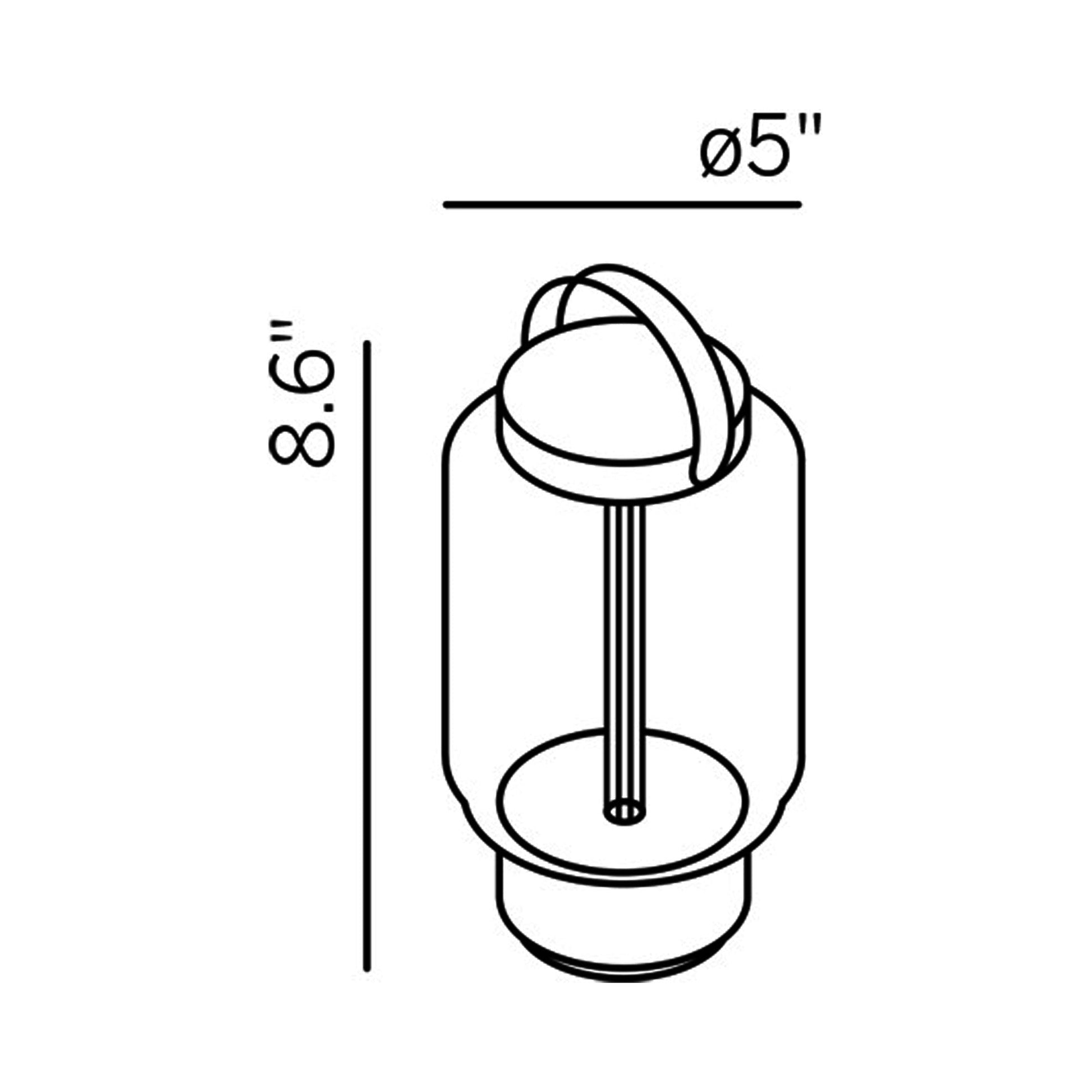 Qu Outdoor LED Portable Table Lamp - line drawing.