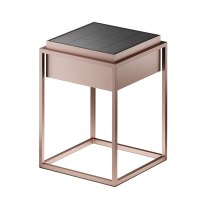 Qua Outdoor LED Solar Portable Table Lamp in Bright Bronze.