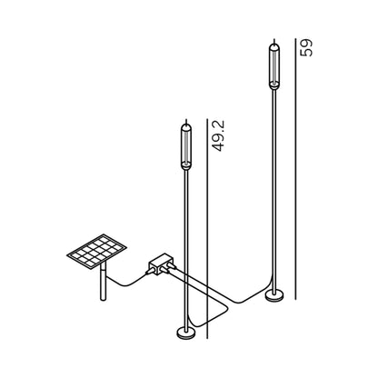 Reed Outdoor LED Solar Path Light Set - line drawing.
