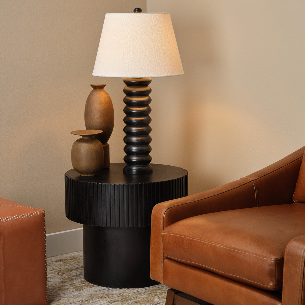 Abacus Table Lamp in living room.