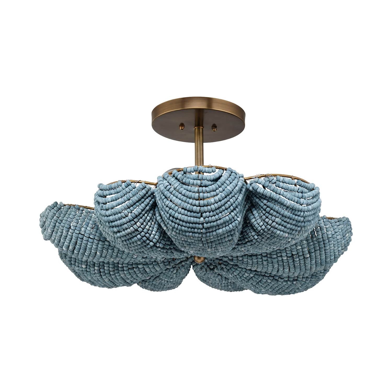 Anguilla Semi Flush Mount Ceiling Light in Blue.