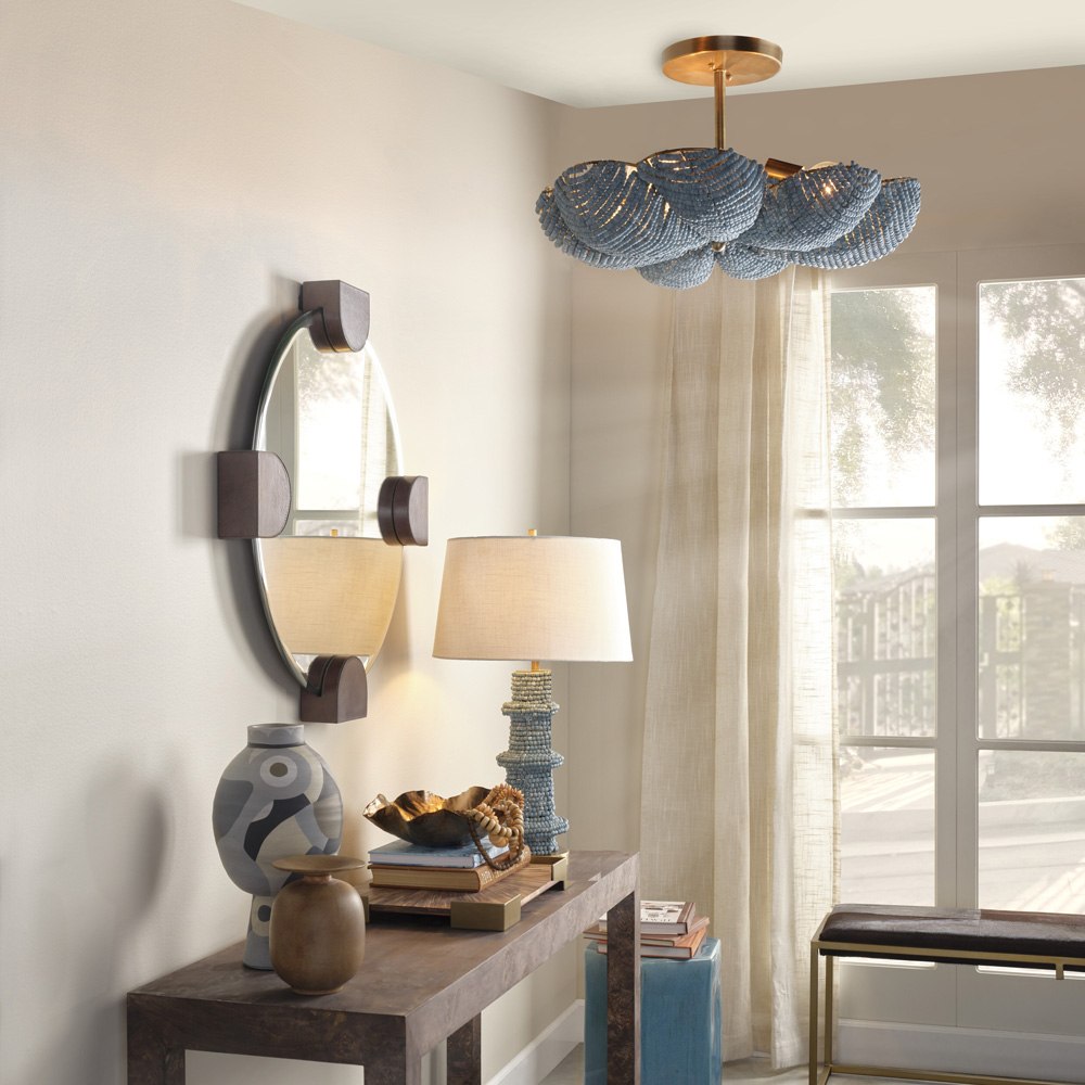 Anguilla Semi Flush Mount Ceiling Light in living room.