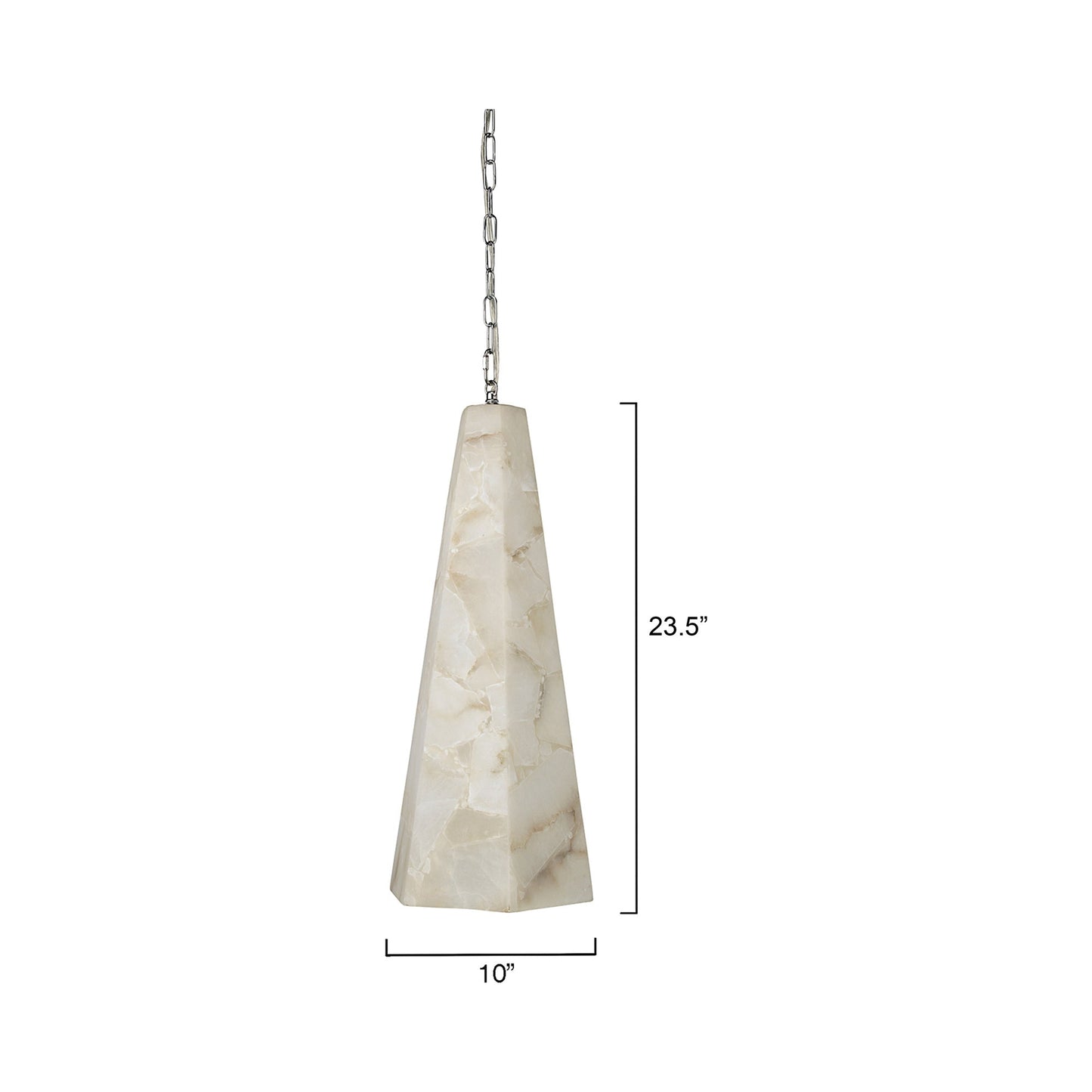 Borealis Tall Hexagon Pendant Light - line drawing.