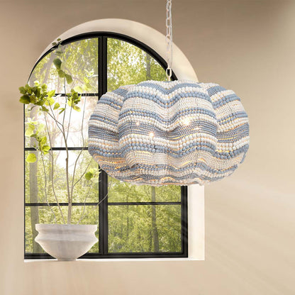 Clamshell Chandelier in living room.