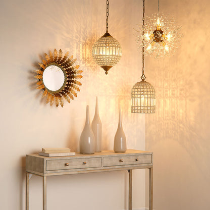 Crystal Chandelier in living room.