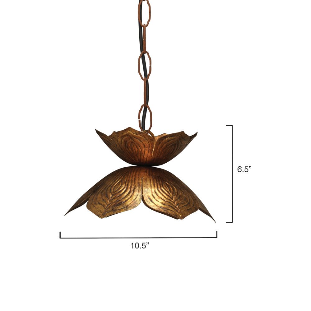 Flowering Lotus Pendant Light - line drawing.