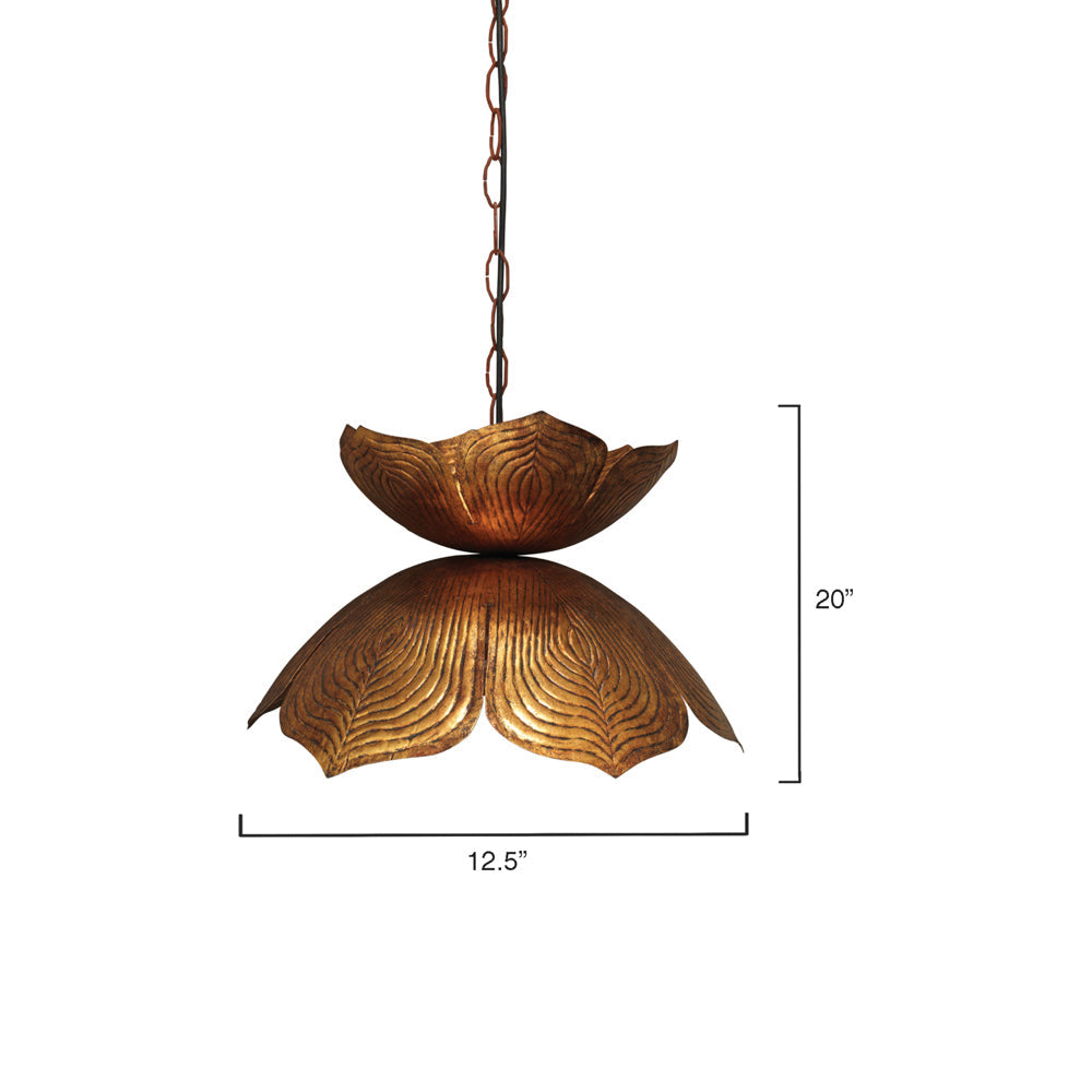Flowering Lotus Pendant Light - line drawing.