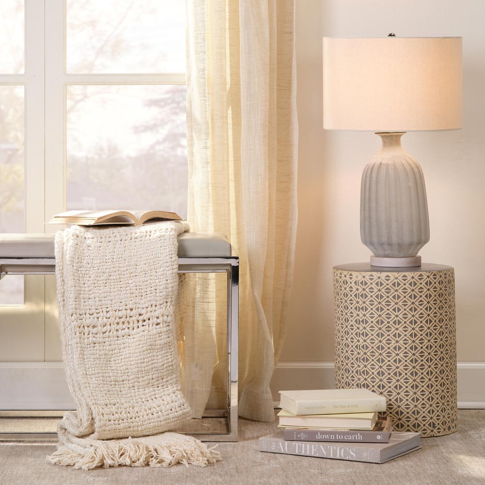 Frosted Glass Table Lamp in living room.