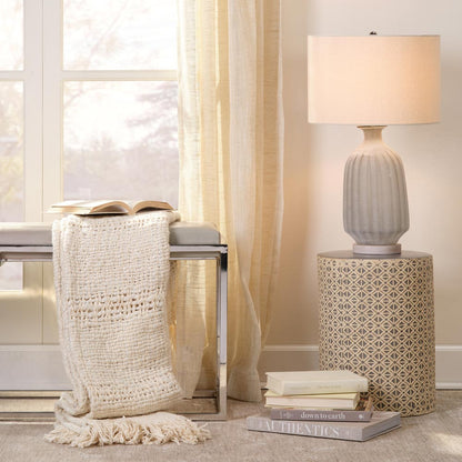 Frosted Glass Table Lamp in living room.
