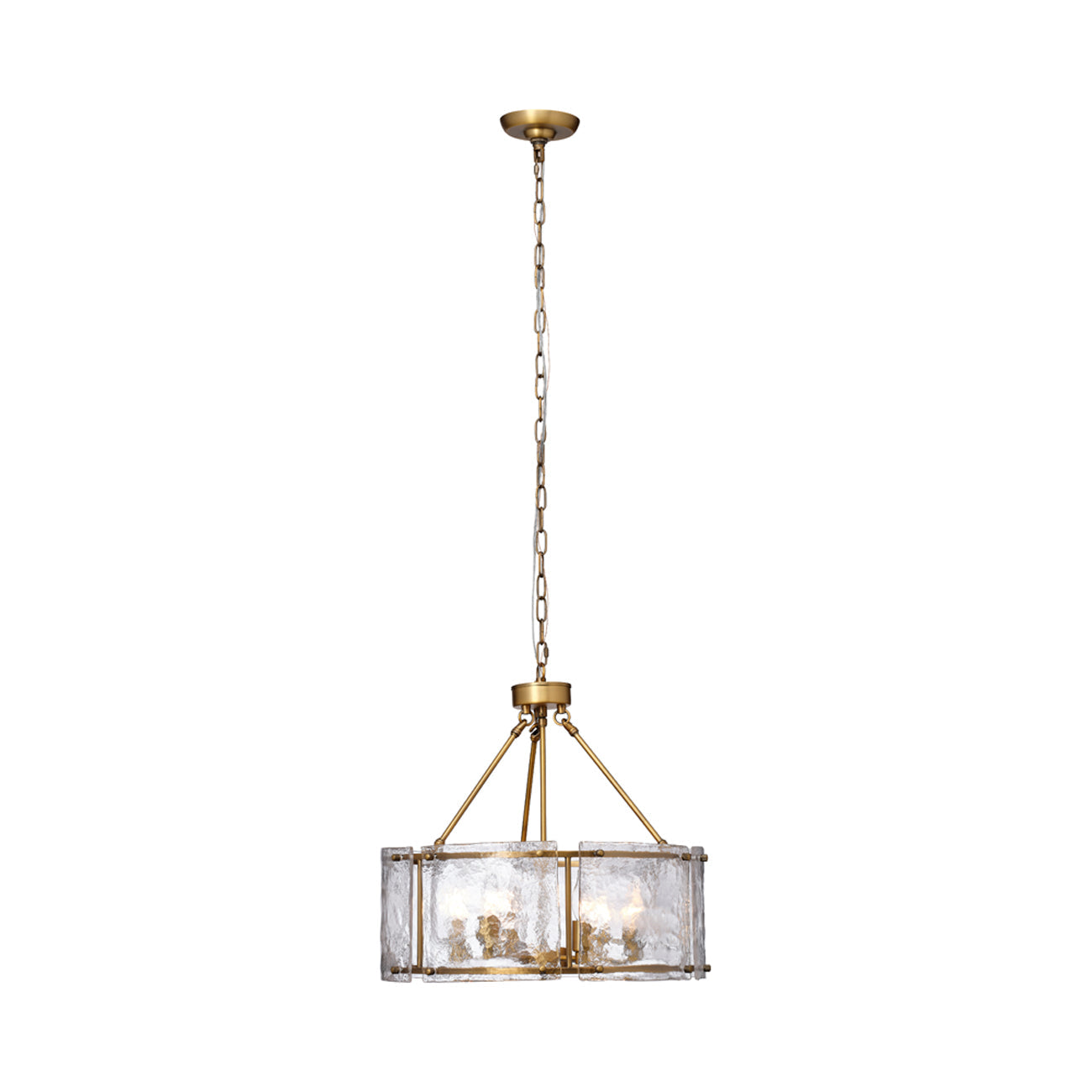 Glenn Round Chandelier in Antique Brass.