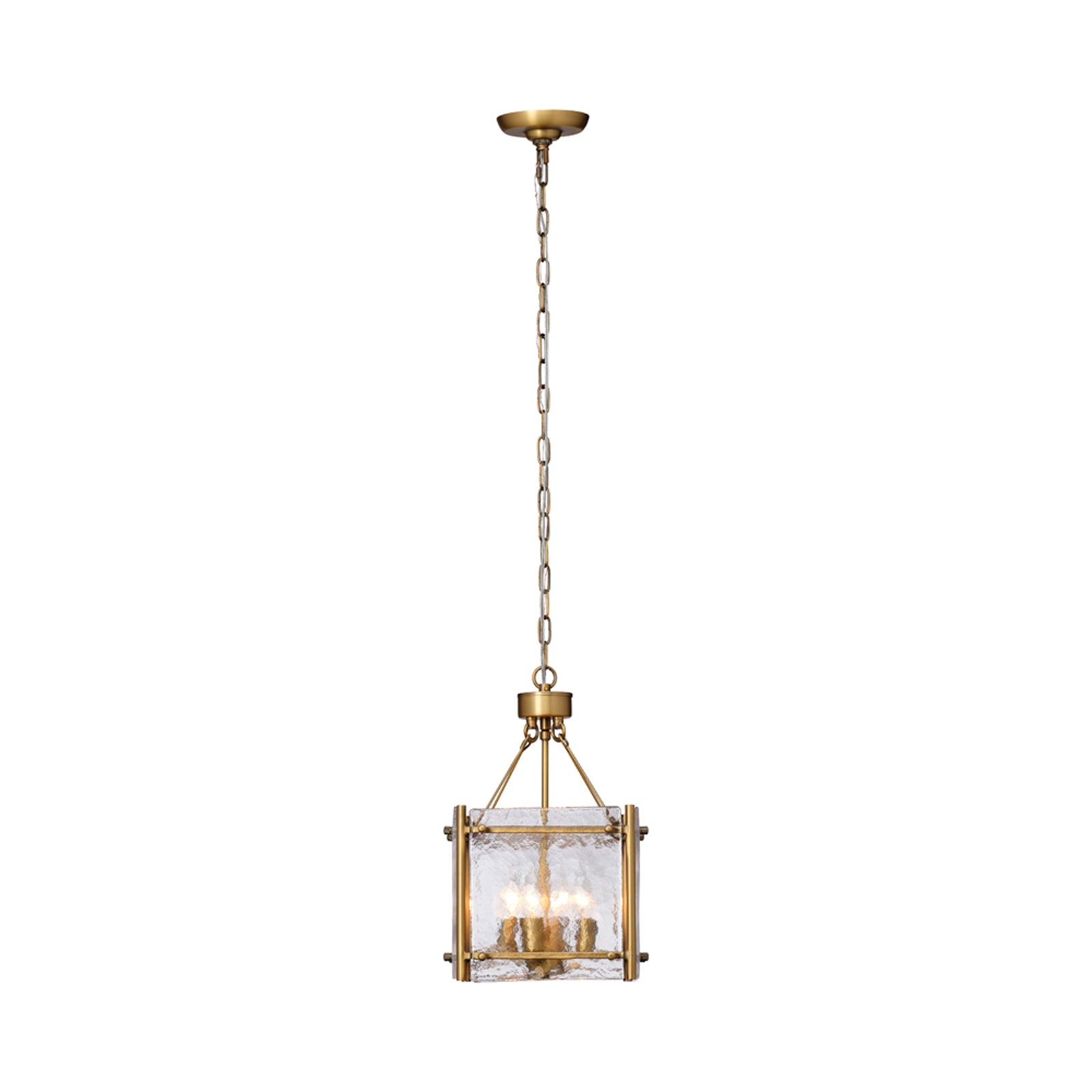 Glenn Square Chandelier in Antique Brass.