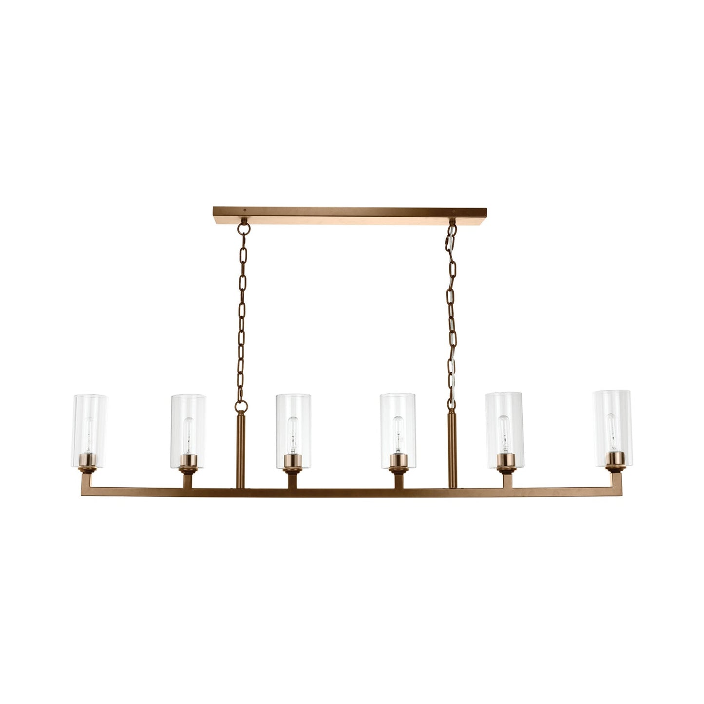 Linear Chandelier in Antique Brass.