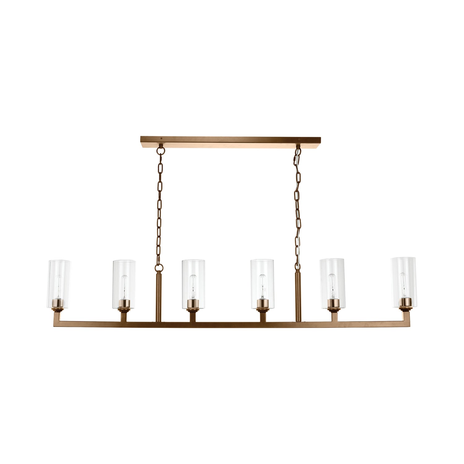 Linear Chandelier in Antique Brass.