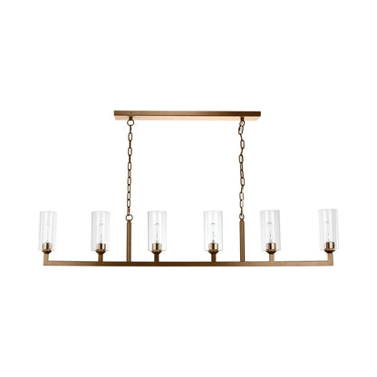 Linear Chandelier in Antique Brass.