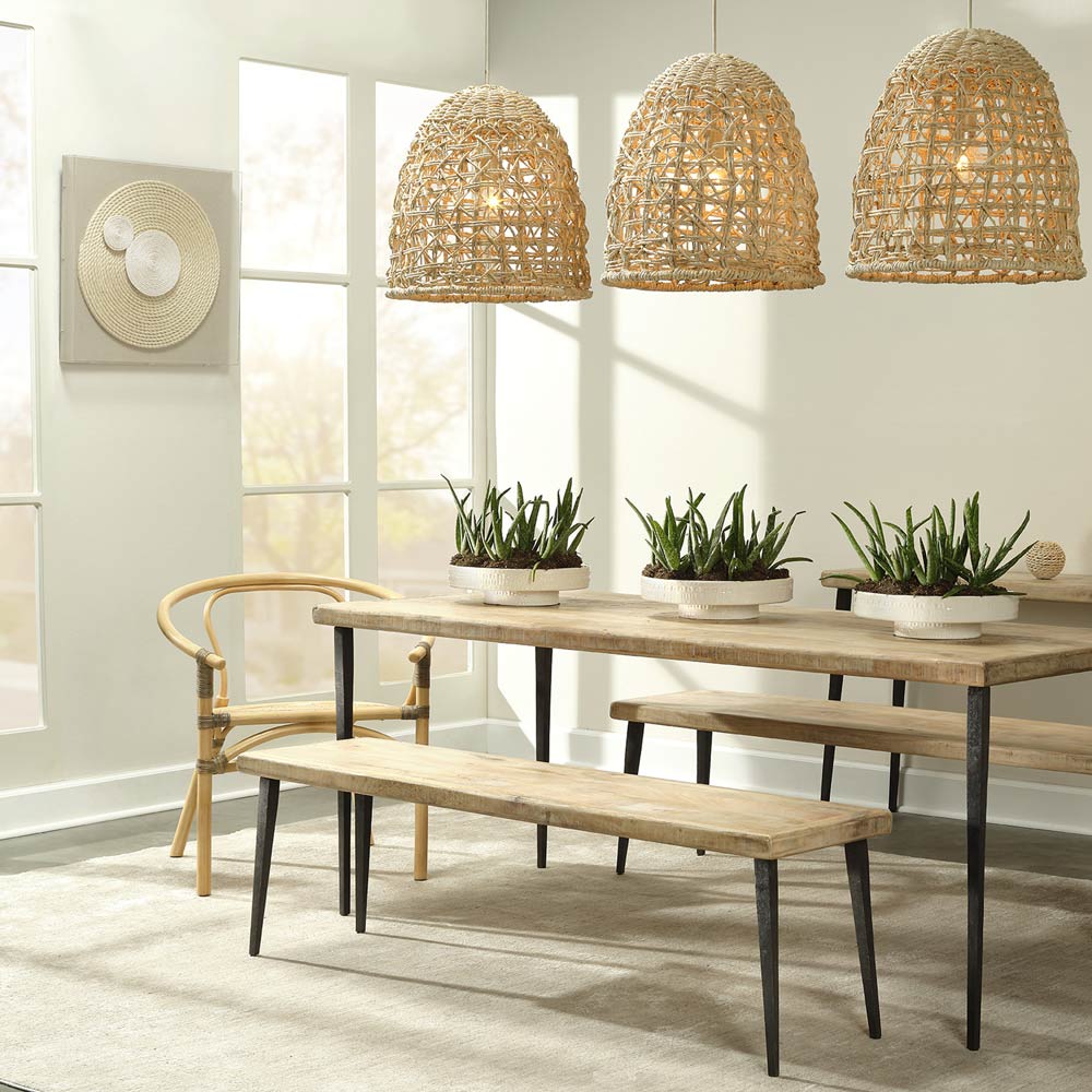 Netted Pendant Light in dining room.