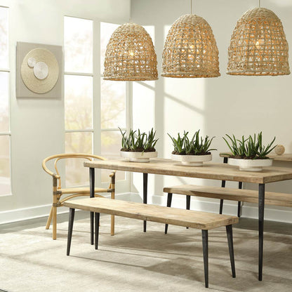 Netted Pendant Light in dining room.