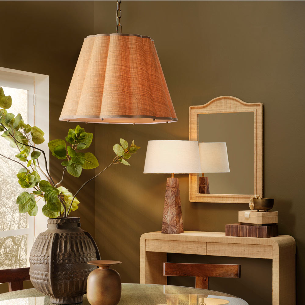 Scalloped Pendant Light in living room.
