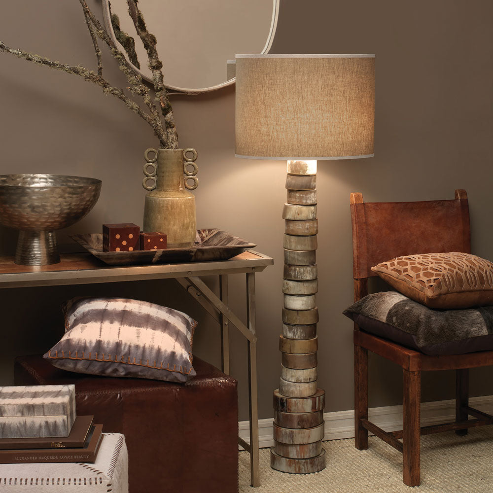 Stacked Floor Lamp in living room.