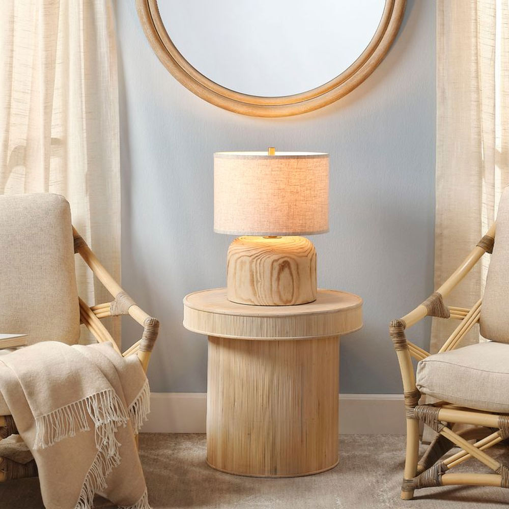 Timber Table Lamp in living room.